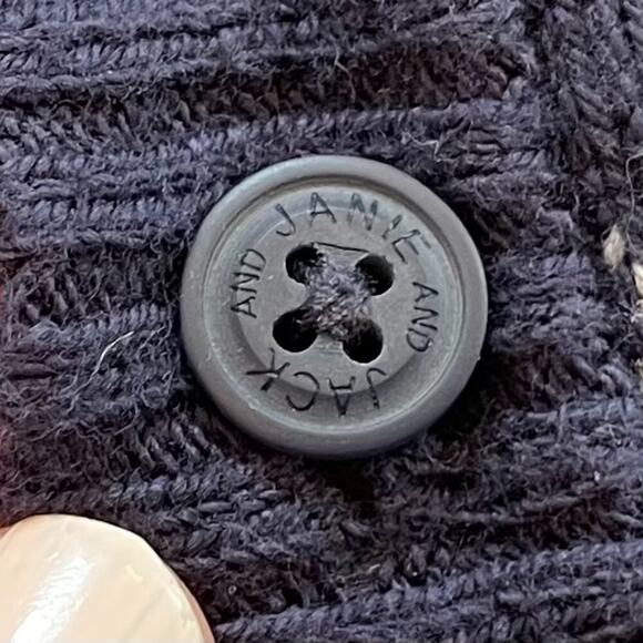 Janie and Jack Navy Blue Reindeer/Fair Isle Shawl Collar Cardigan, 2T - Picture 9 of 13